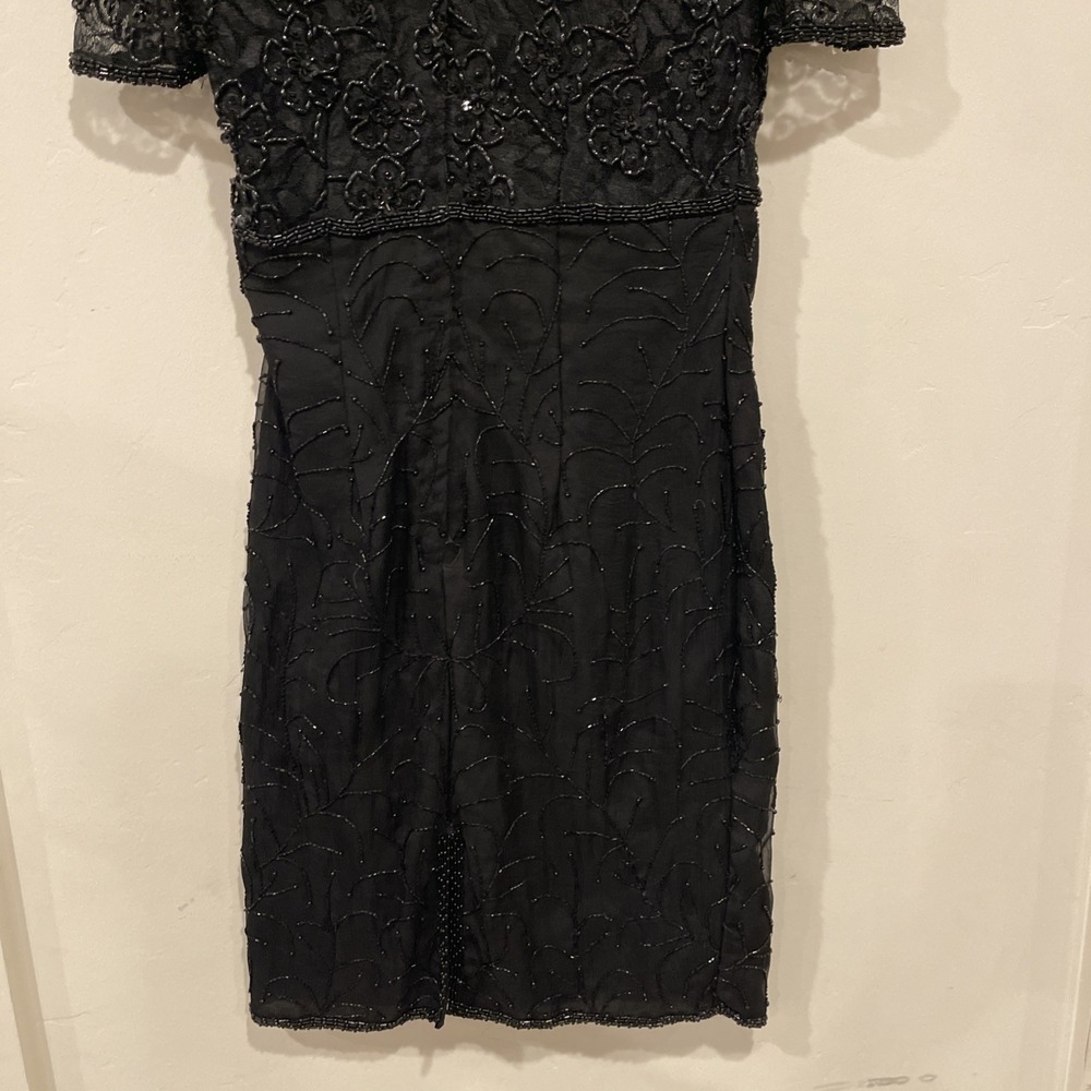 VTG B2 & US Beaded Silk Dress Sz M Black Sequin Cocktail‎ Glam Repair AS IS - Picture 6 of 12